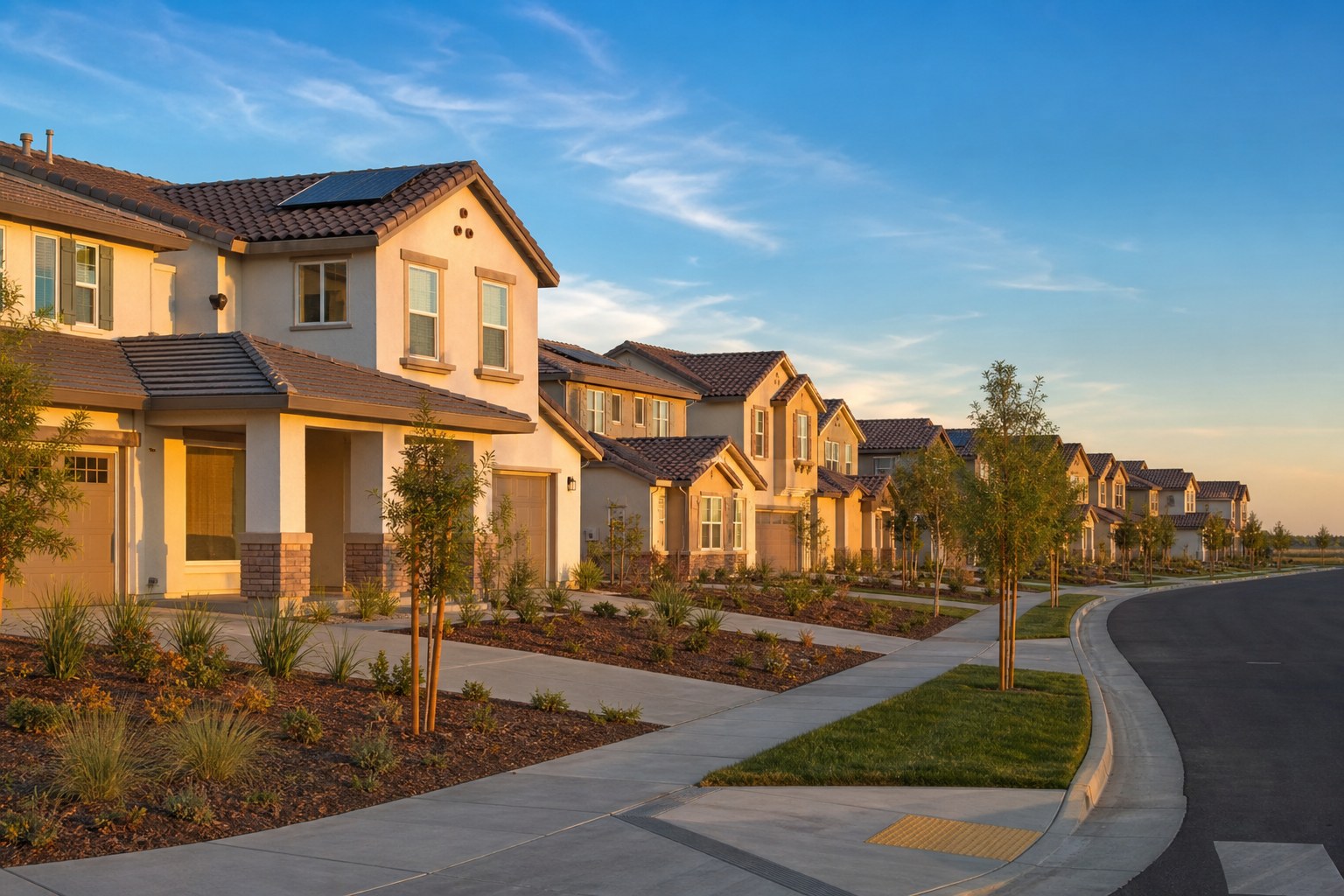 Plumas Lake, California neighborhood, illustrative AI-generated image